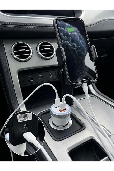 CC53 53W Hızlı Araç Şarj Cihazı Çift USB-C Çıkışlı Android ve ios tam uyumlu