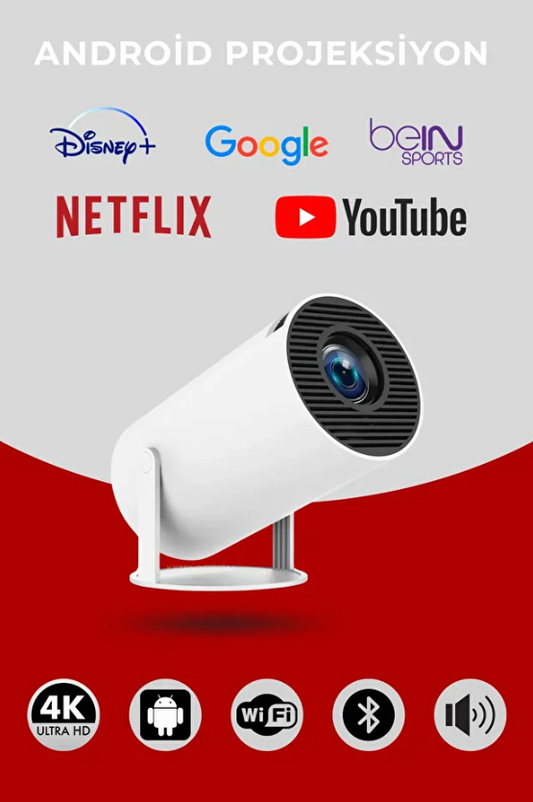 Hy300 Pro 4k Taşınabilir Sinema Projeksiyon 1280*720p Ev Sineması Android Akıllı Projektör