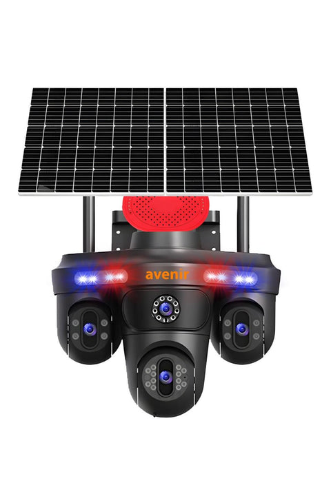 Avenir Solar Güvenlik Kamerası (Tek Panel, 3 Lensli)