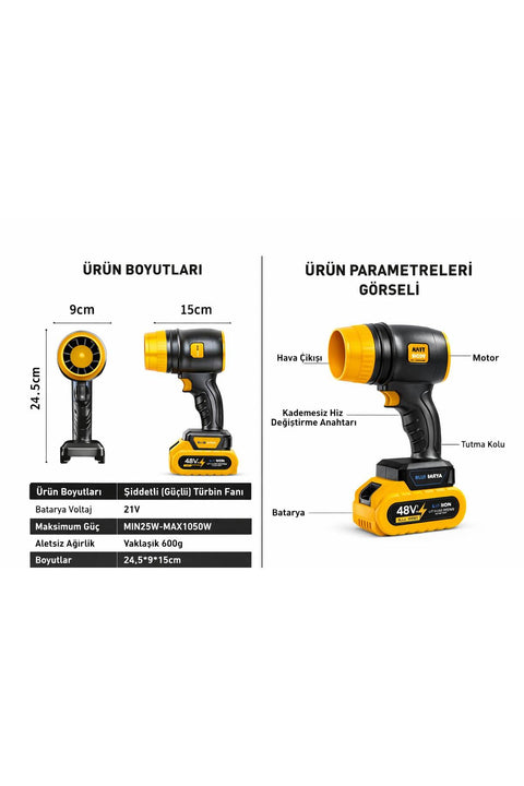 MAX Kablosuz Hava Üfleme / Blower (ALLy, 350W, 6500mAh)