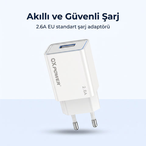 2.6A USB Sarj Adaptoru + Micro USB Sarj Kablosu (EU)