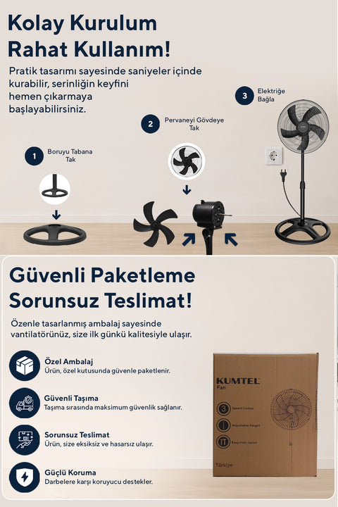 Ayaklı Siyah Vantilatör