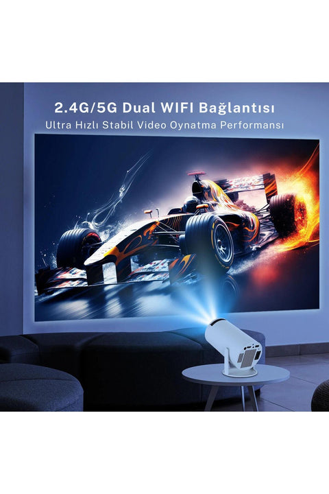 HY300 Mini Projeksiyon 4K Destekli – Android WiFi Bluetooth