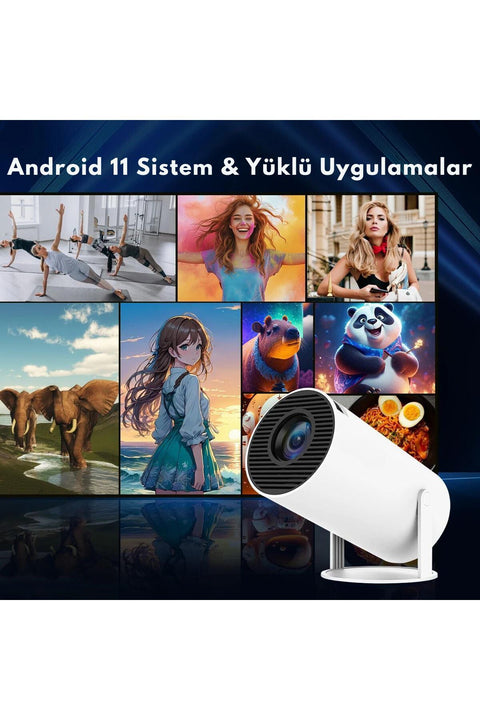 HY300 Mini Projeksiyon 4K Destekli – Android WiFi Bluetooth