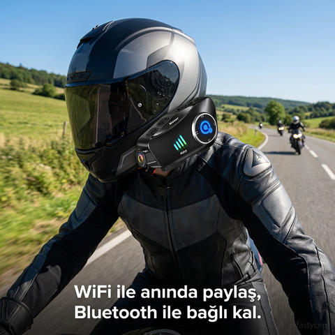 1080P FHD Kameralı Video Fotoğraf Özellikli WİFİ Kamera Bluetooth Arama Müzik İntercom Kask Kulaklık