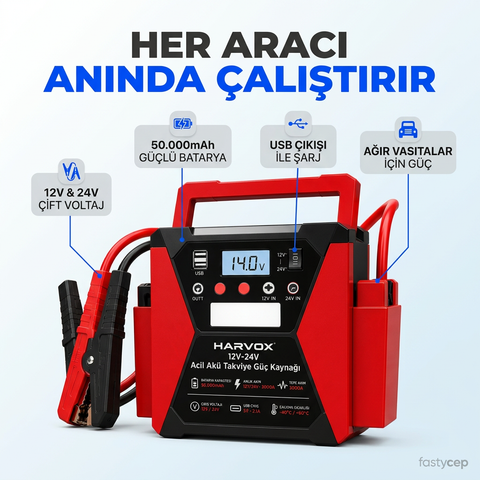 Bagajon Tır, Kamyon, Minibüs, Otobüs,Araçlar İçin Akü Takviye Cihazı | 12/24 Volt Çift Voltaj