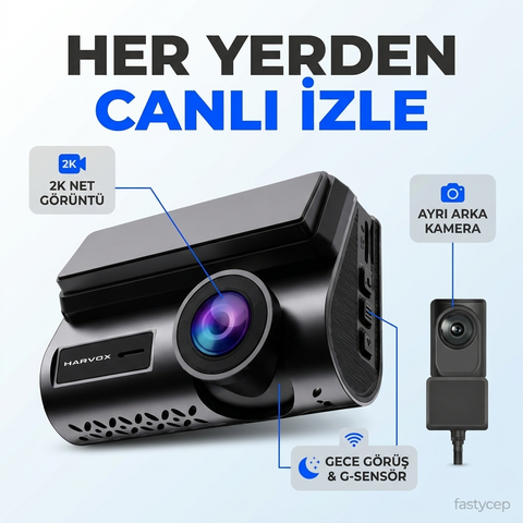 Araç Içi Kamera 2k Hd Görüntü Wifi Gps Özellikli Sim Kart Destekli 24 Saat Çalışma Gece Görüşlü G-Sensör Araç Kamerası