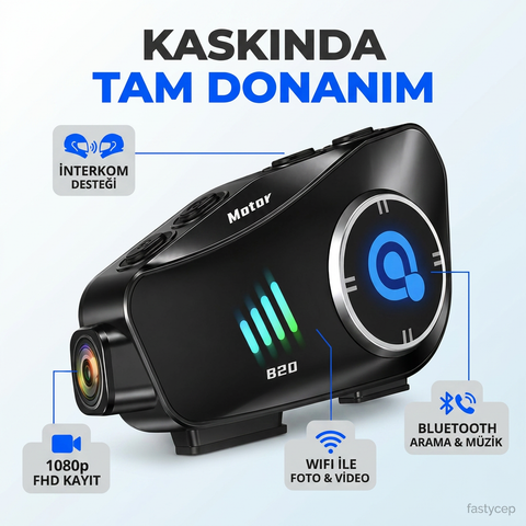 1080P FHD Kameralı Video Fotoğraf Özellikli WİFİ Kamera Bluetooth Arama Müzik İntercom Kask Kulaklık