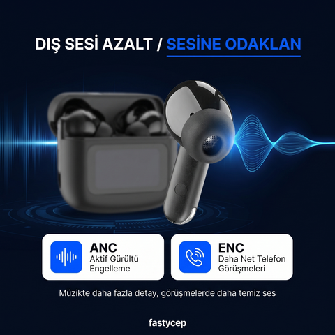 CELLULARLINE Hush ANC + ENC Dokunmatik Ekran TWS Bluetooth Kulak İçi Kulaklık