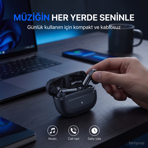 Snk-9000 Siyah ANC & ENC Kablosuz Bluetooth Kulaklık 5.4 Kulak İçi Kulaklık