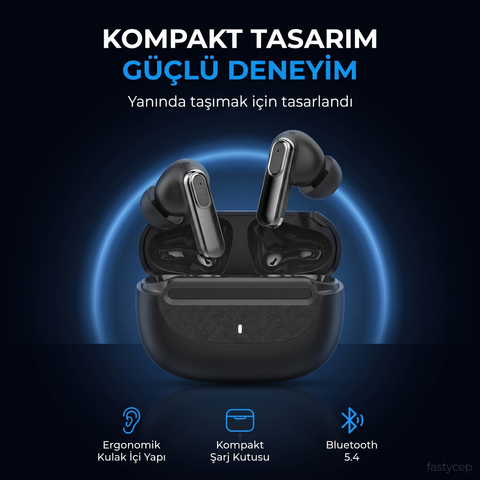 Snk-9000 Siyah ANC & ENC Kablosuz Bluetooth Kulaklık 5.4 Kulak İçi Kulaklık