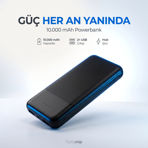 SnapMax SNP-3008 Siyah 10.000 mah Powerbank 2x USB Çıkışlı 1 Type-C ve 1 Micro Girişli