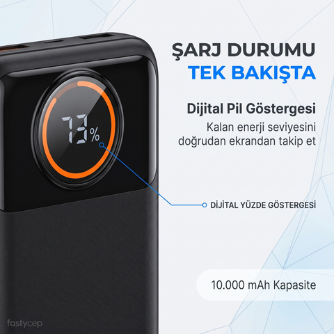 SNP-3012 10.000 Mah LCD Ekran Dahili Kablolu 22.5w Hızlı Şarj Powerbank