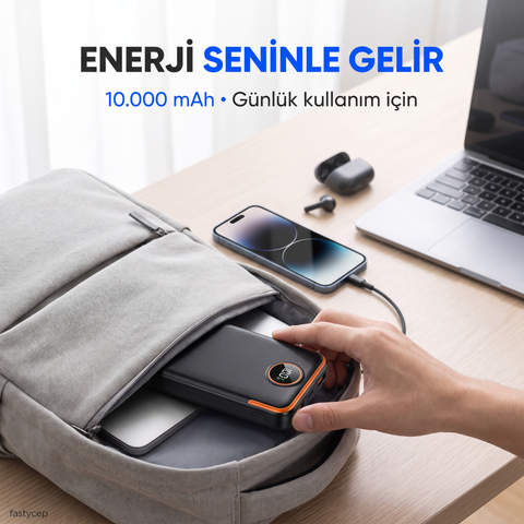 SNP-3012 10.000 Mah LCD Ekran Dahili Kablolu 22.5w Hızlı Şarj Powerbank