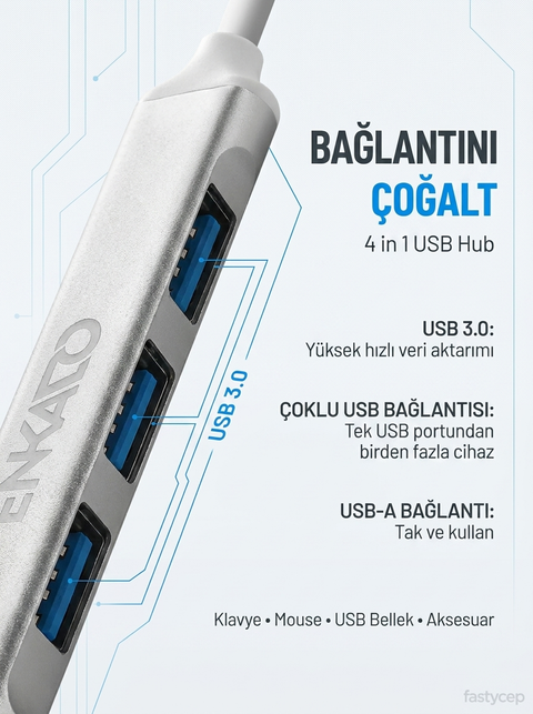 EKD-UH60, USB3.0 to 3xUSB 2.0, 1xUSB 3.0, Metal, USB HUB