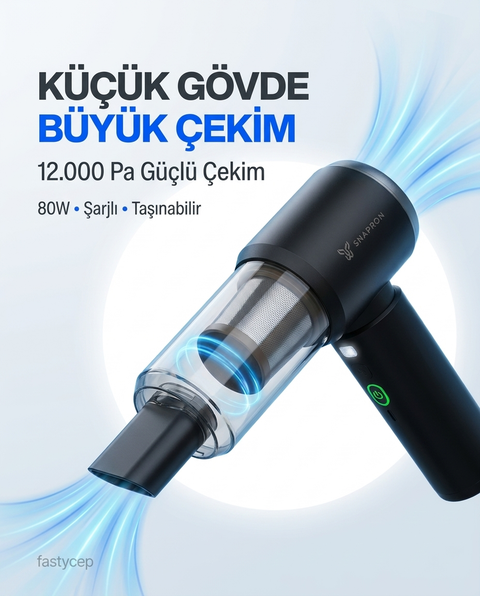 Vacuum Plus SNV-3002 15in1 Profesyonel 12.000PA Emiş Güçlü Üflemeli Şarjlı Mini Araç Süpürgesi