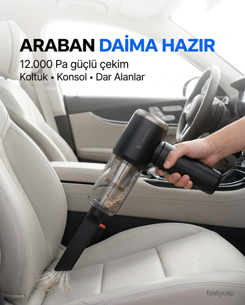 Vacuum Plus SNV-3002 15in1 Profesyonel 12.000PA Emiş Güçlü Üflemeli Şarjlı Mini Araç Süpürgesi