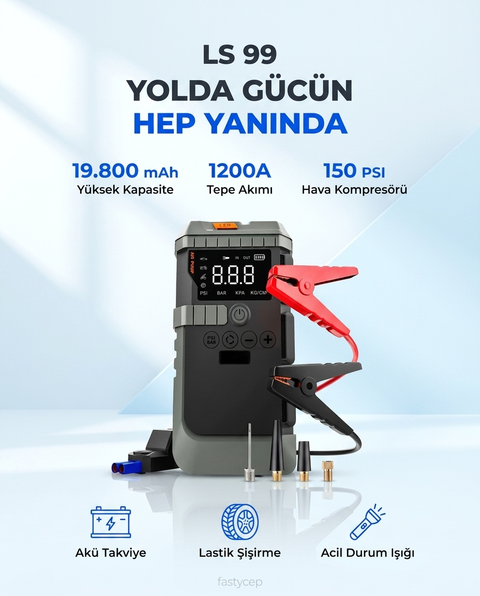 NSUN T-Life Jump Starter 19800 mAh Akü Takviyeli Hava Kompresörü LENSUN LS 99
