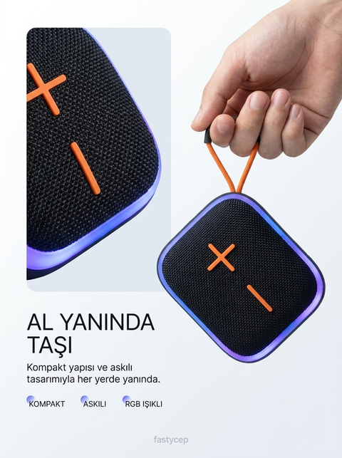 Taşınabilir Outdoor Bluetooth Hoparlör | Suya Dayanıklı Askılı Kablosuz Speaker USB TF Kart Destekli