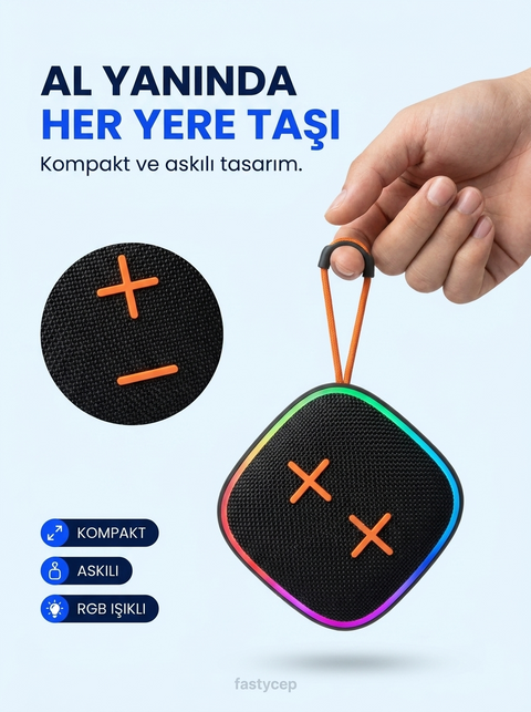 Taşınabilir Outdoor Bluetooth Hoparlör | Suya Dayanıklı Askılı Kablosuz Speaker USB TF Kart Destekli