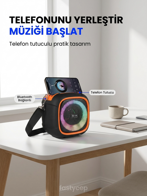 Bluetooth Hoparlör RGB Işıklı Taşınabilir Kablosuz Hoparlör USB TF Kart Destekli