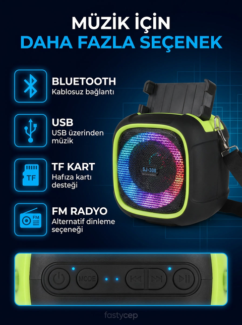 Bluetooth Hoparlör RGB Işıklı Taşınabilir Kablosuz Hoparlör USB TF Kart Destekli