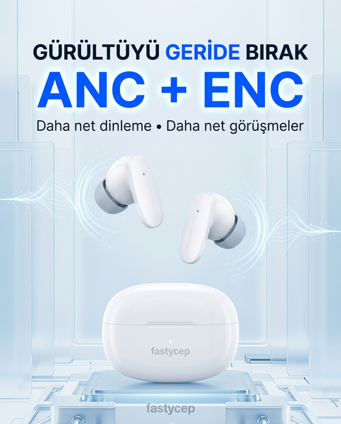 Snk-9005 Beyaz ANC & ENC Kablosuz Bluetooth Kulaklık 5.4 Kulak İçi Kulaklık