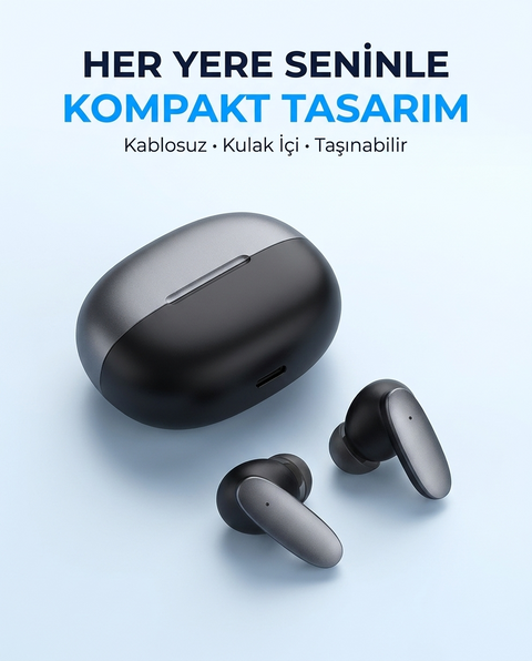 Snk-9000 Siyah ANC & ENC Kablosuz Bluetooth Kulaklık 5.4 Kulak İçi Kulaklık - V2