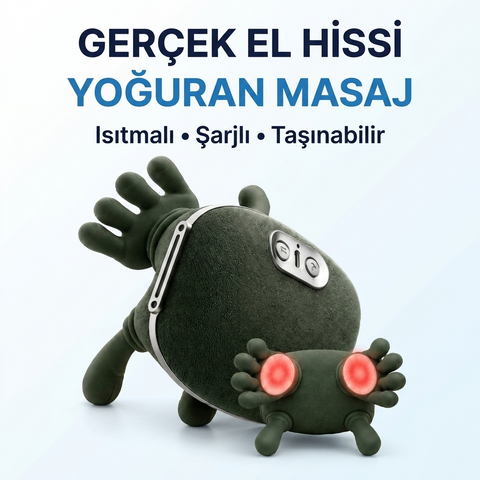 Parmakla Yoğuran El Hissi Sunan Isıtmalı Masaj Aleti (Taşınabilir,Şarjlı) | Boyun,Sırt,Omuz,Bacak