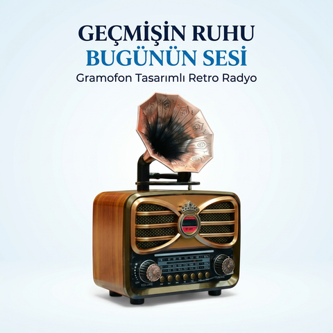Gramafonlu Trend Nostaljik Radyo,Bluetooth Nostalji Radyo