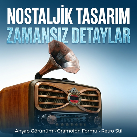 Gramafonlu Trend Nostaljik Radyo,Bluetooth Nostalji Radyo