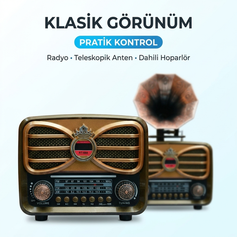 Gramafonlu Trend Nostaljik Radyo,Bluetooth Nostalji Radyo