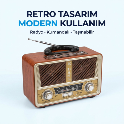 Meier M-112bt Nostaljik Ahşap Retro Radyo Bluetooth Fm Sd Aux Usb