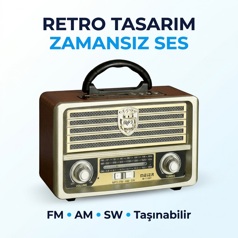 Mbteknolojim Meier M-113bt Açık Gold Renk Nostaljik Radyo Ahşap Görünümlü Mbt12