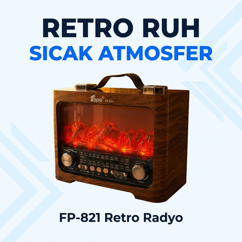 FP-821 Şömine Görünümlü FM Radyo & Bluetooth Hoparlör
