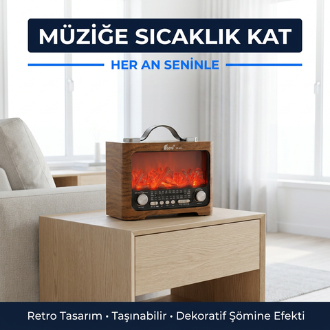 FP-821 Şömine Görünümlü FM Radyo & Bluetooth Hoparlör