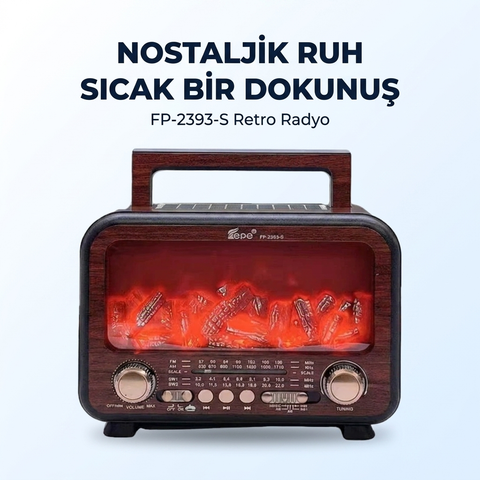FP-2393-S USB/SD/FM/BLUETOOTH ALEVLİ GÜNEŞ ENERJİLİ NOSTALJİ GÜÇLÜ SİNYAL MÜZİK KUTUSU