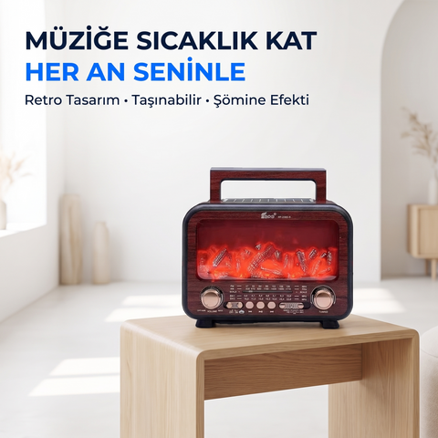 FP-2393-S USB/SD/FM/BLUETOOTH ALEVLİ GÜNEŞ ENERJİLİ NOSTALJİ GÜÇLÜ SİNYAL MÜZİK KUTUSU