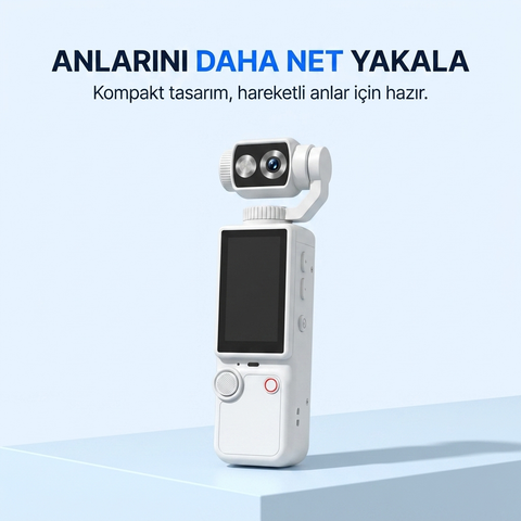 4K Ultra HD Mini Aksiyon Kamerası 2.0 inç Ekranlı Mikrofon Destekli Oto Fokus Özellikli 180° Döner Başlıklı Vlog