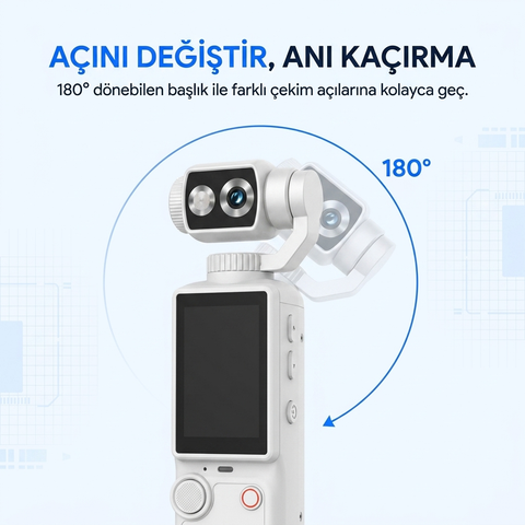 4K Ultra HD Mini Aksiyon Kamerası 2.0 inç Ekranlı Mikrofon Destekli Oto Fokus Özellikli 180° Döner Başlıklı Vlog