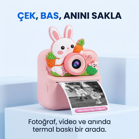 Çocuk Kamerası Dijital HD Video Kayıt ve Fotoğraf Termal Resim Kağıt Baskılı Yazıcı