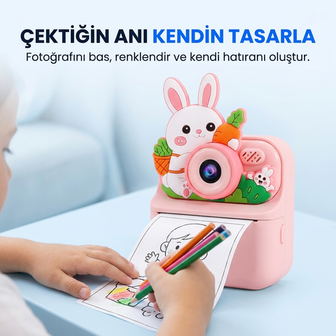 Çocuk Kamerası Dijital HD Video Kayıt ve Fotoğraf Termal Resim Kağıt Baskılı Yazıcı