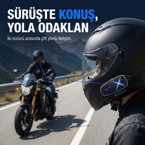 K16 2X Bluetooth Motosiklet Kask Interkomu Bluetooth 6.0 Çift Yönlü Konuşma Müzik Dinleme Telefon