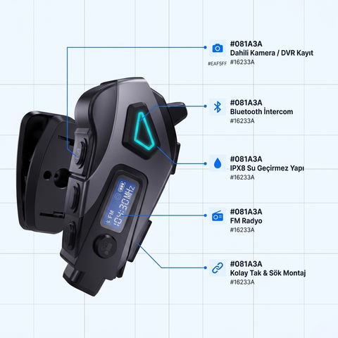 K10 DVR Kameralı İntercom Bluetooth Motosiklet Kask Kulaklığı Kameralı İntercom Kulaklık