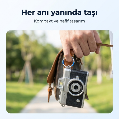 MİNİ DİJİTAL KAMERA SELFİE VİDEO VLOG KAMERASI FLİP EKRANLI NOSTALJİK MİNİ ANAHTARLIK