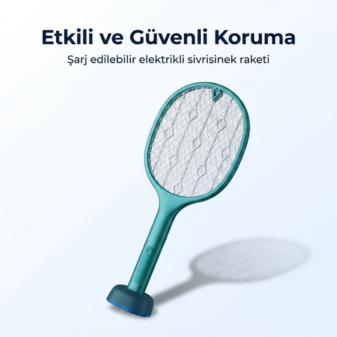 Elektrikli Sinek Öldürücü Sineksavar Sivrisinek Öldürücü Raket 3000v Usb Şarjlı Uv Led Işıklı