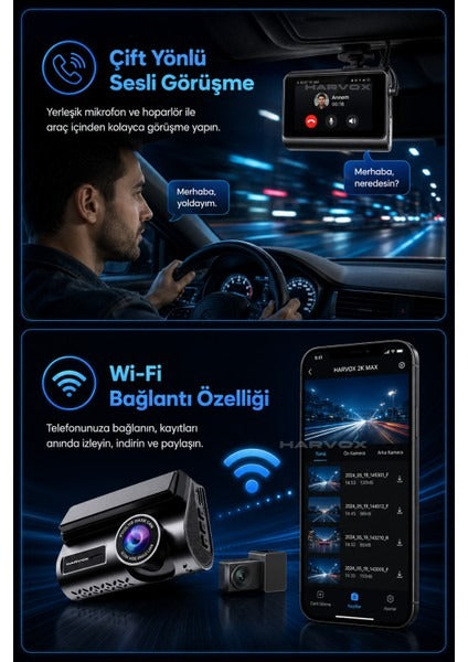 Araç Içi Kamera 2k Hd Görüntü Wifi Gps Özellikli Sim Kart Destekli 24 Saat Çalışma Gece Görüşlü G-Sensör Araç Kamerası