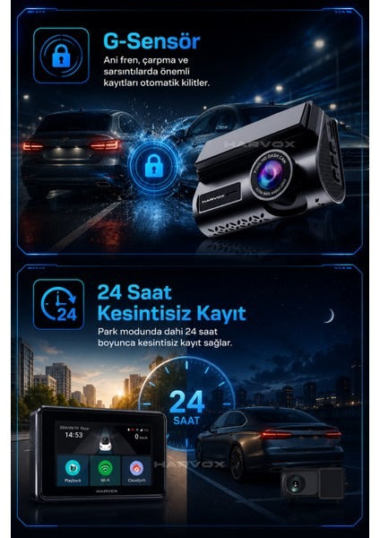 Araç Içi Kamera 2k Hd Görüntü Wifi Gps Özellikli Sim Kart Destekli 24 Saat Çalışma Gece Görüşlü G-Sensör Araç Kamerası