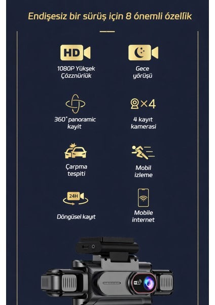 360° WiFi Quad Araç Kamerası