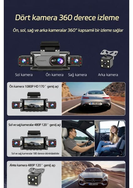 360° WiFi Quad Araç Kamerası